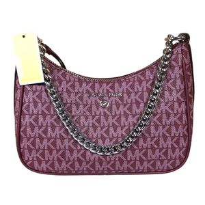 Michael Kors Chain Pouchette Small Merlot Purse Handbag Wristlet MK Bag NWT NEW